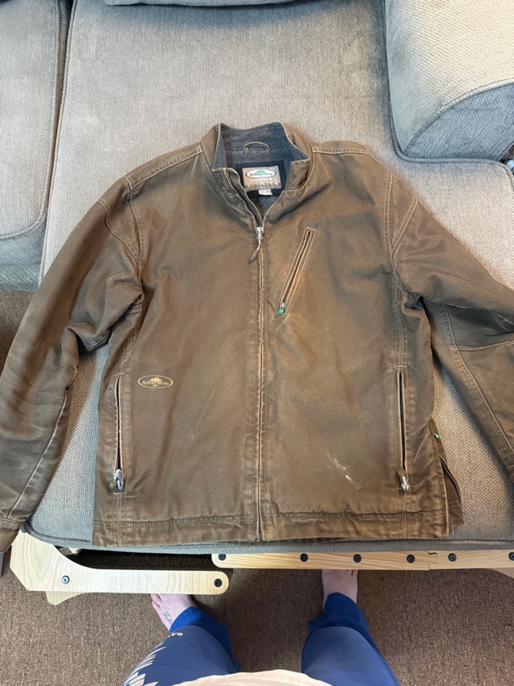 Arborwear Men's Brown Canvas Zip-Up Field Jacket